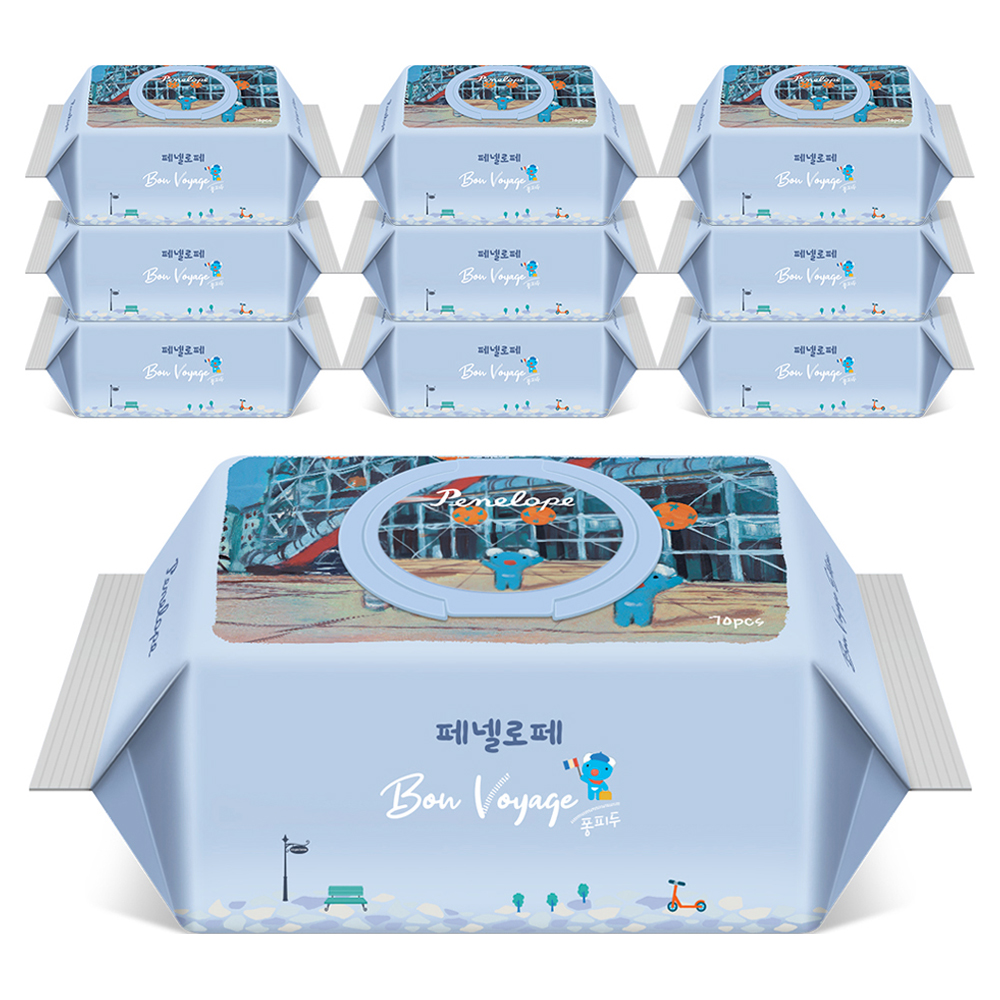 페넬로페 본보야지 퐁피두 아기물티슈 캡형, 75g, 70매, 10개