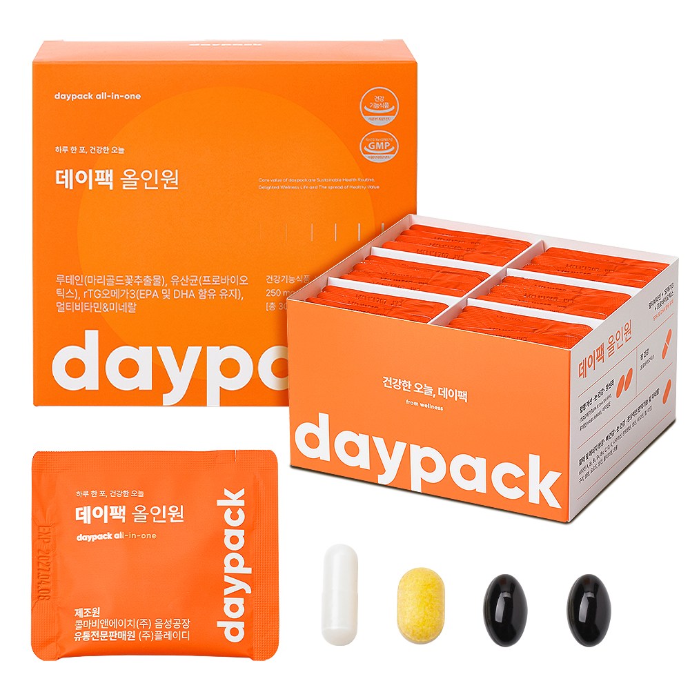 데이팩 올인원 멀티팩 유산균+오메가+루테인+멀티비타민+미네랄, 30회분, 1개