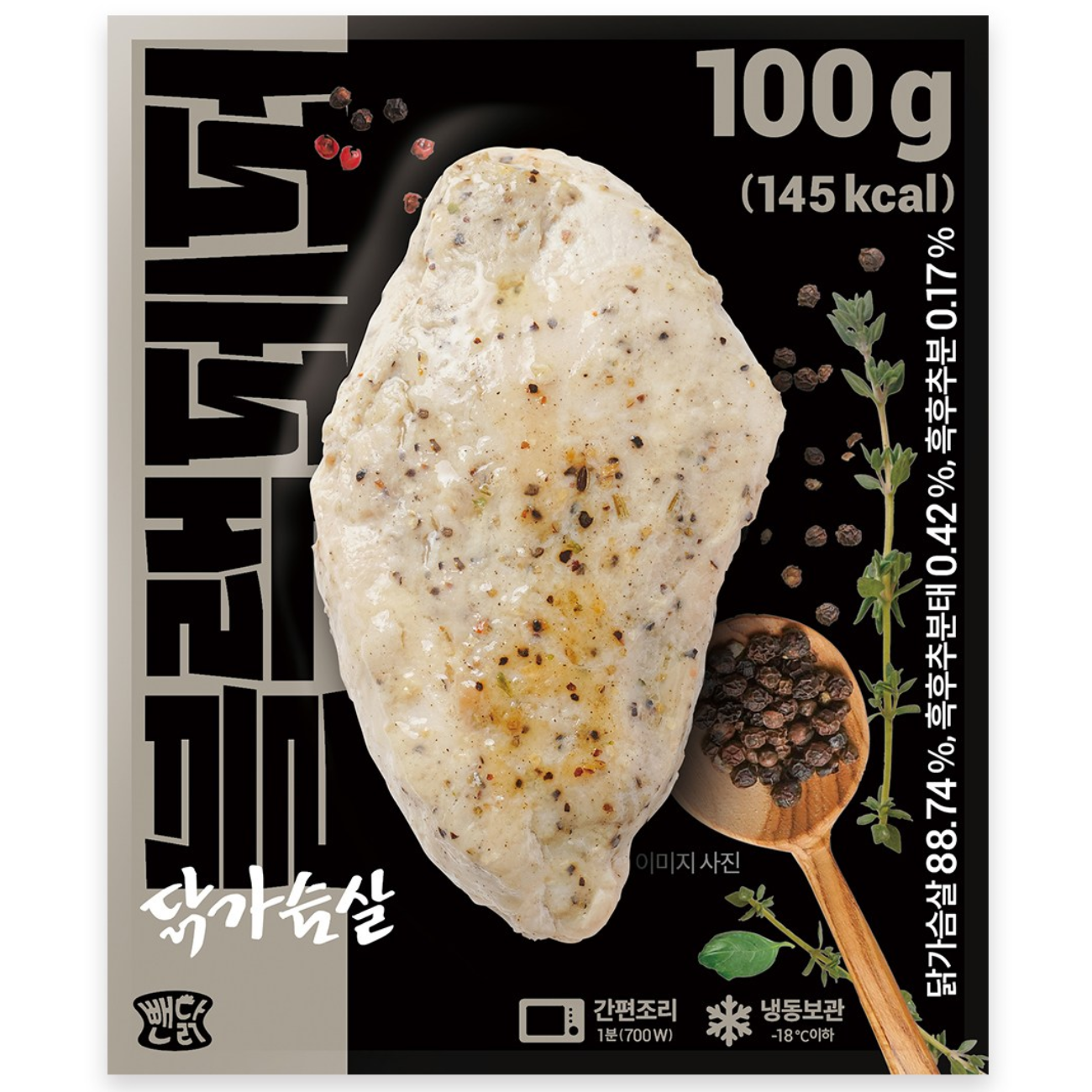 뺀닭 블랙페퍼 닭가슴살, 50개, 100g