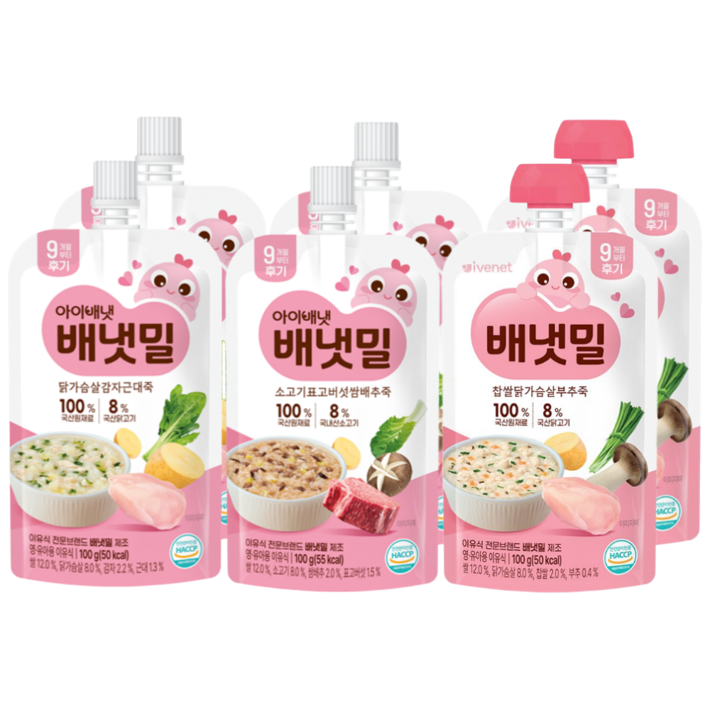배냇밀 후기 이유식 3종, 600g, 1세트, 소고기표고2 + 닭가슴살감자2 + 닭가슴살부추2