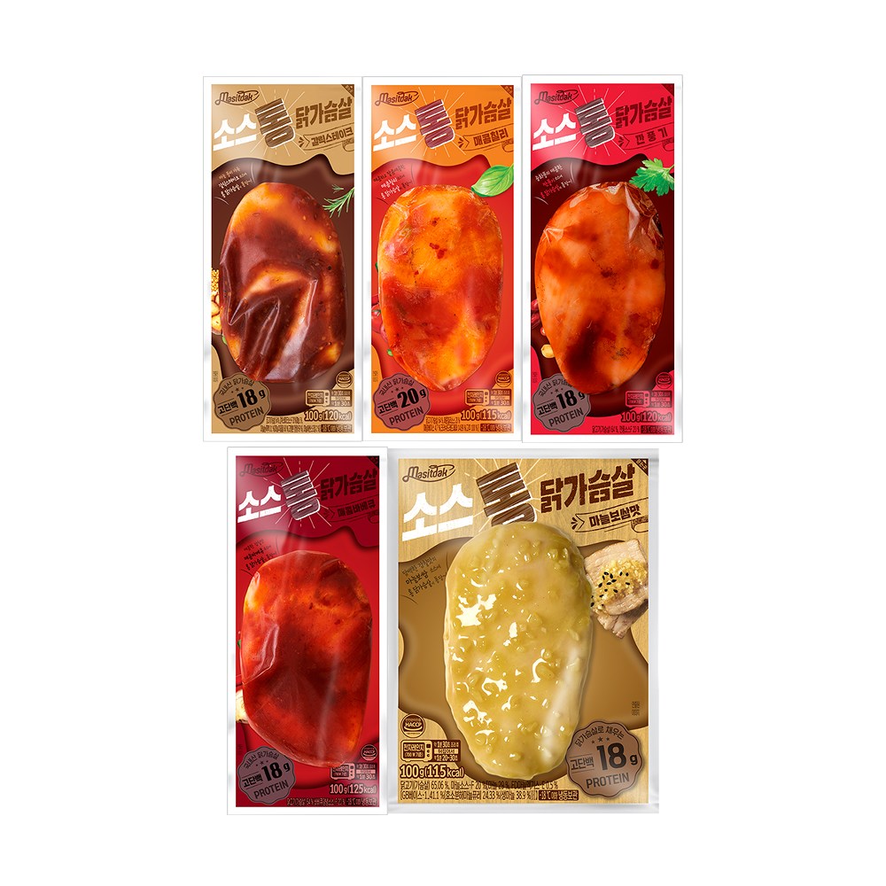 [랭킹닭컴] 맛있닭 소스 통 닭가슴살 5종 맛보기 세트, 100g, 50개