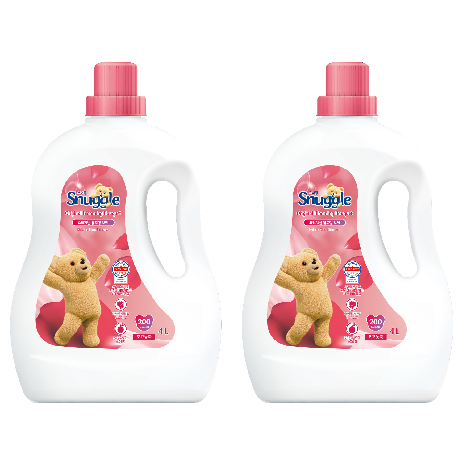스너글 초고농축 섬유유연제 오리지널 블루밍 부케 본품, 4L, 2개