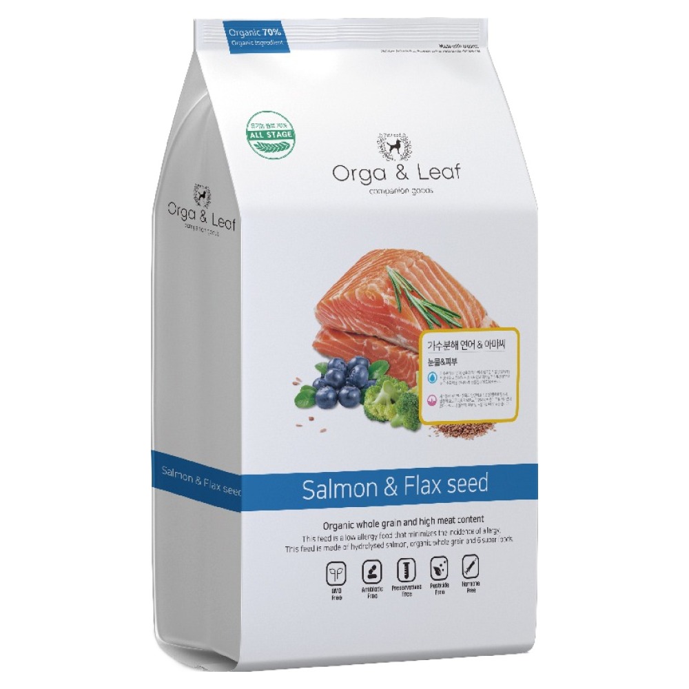 오가앤리프 강아지 가수분해 연어 & 아마씨 사료, 5.6kg, 1개, 가수분해 연어, 피부/피모+알러지