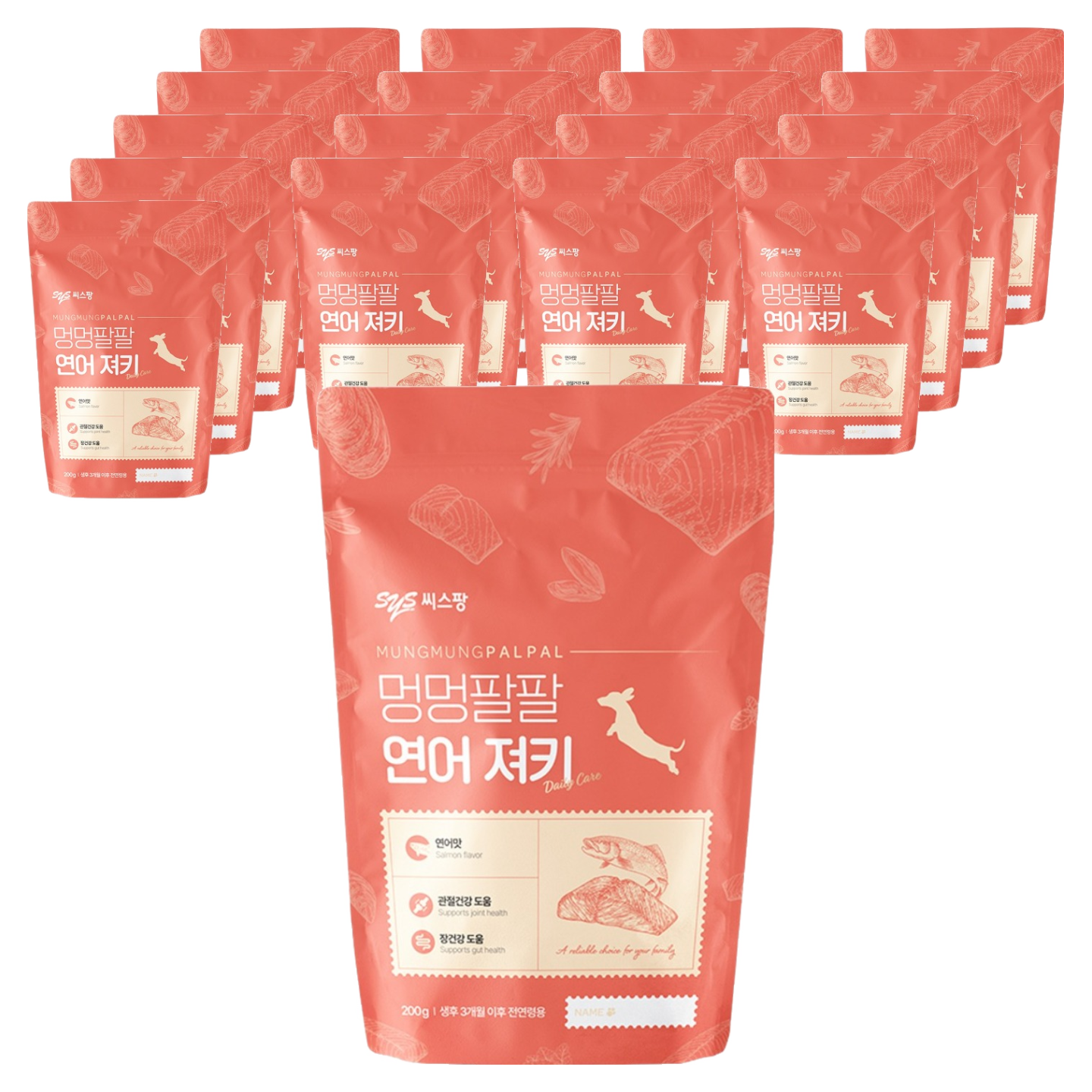 멍멍팔팔 강아지 간식 져키, 연어, 200g, 18개