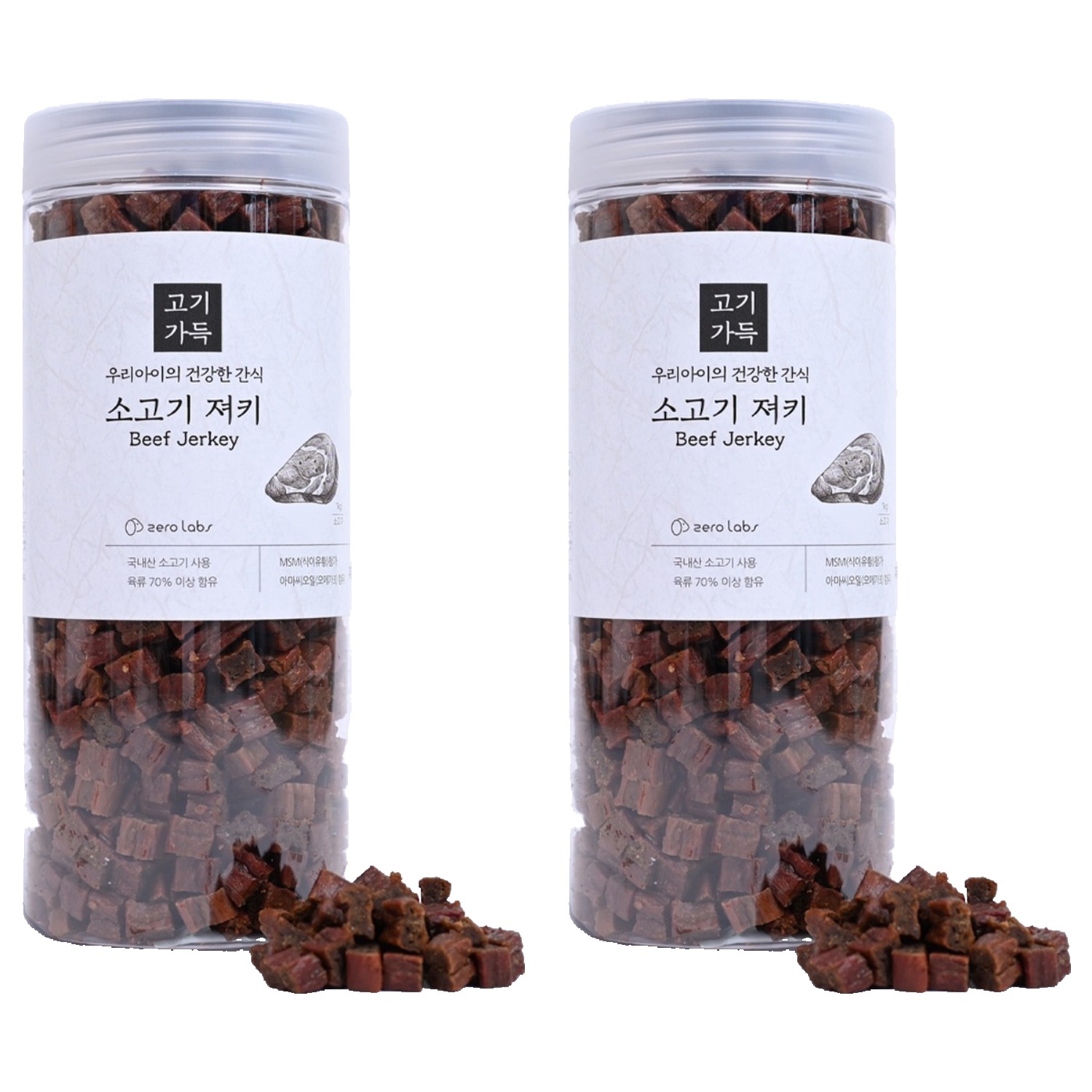 제로랩스 강아지 고기가득 노즈워크 져키, 소고기, 1kg, 2개
