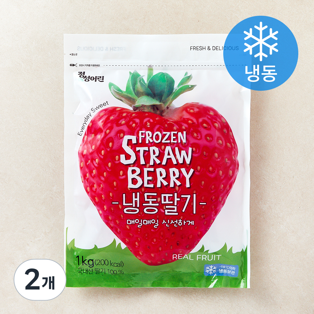 [로켓프레시] 국내산 딸기 (냉동), 1kg, 2개